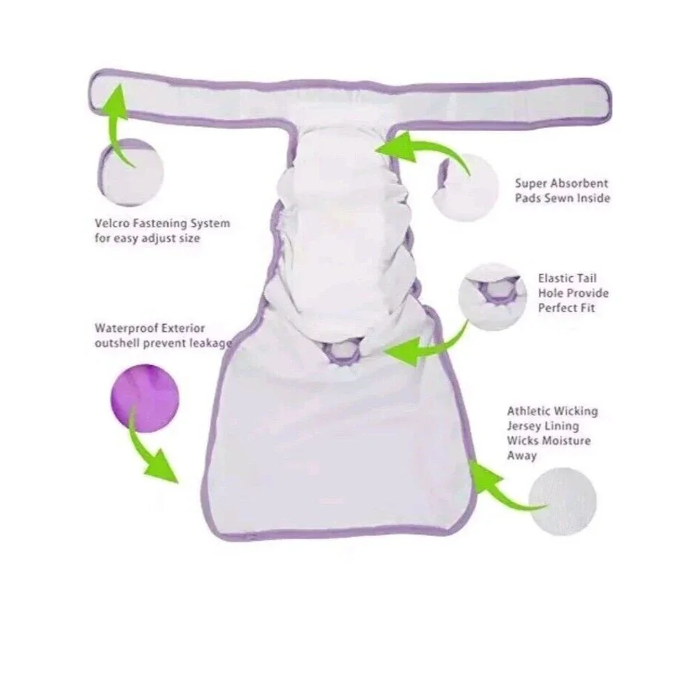 3 New Wegreeco Washable Reusable Premium Female Dog Diapers Size XL Brig…
